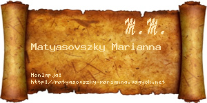 Matyasovszky Marianna névjegykártya